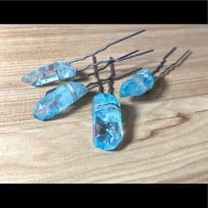 Light Blue Quartz Crystal Hair Pins